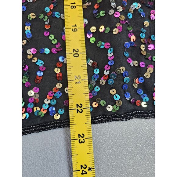 VTG Pappell Boutique XL Silk Black Jacket Multicolor‎ Sequins Holiday Party NYE - Picture 9 of 9